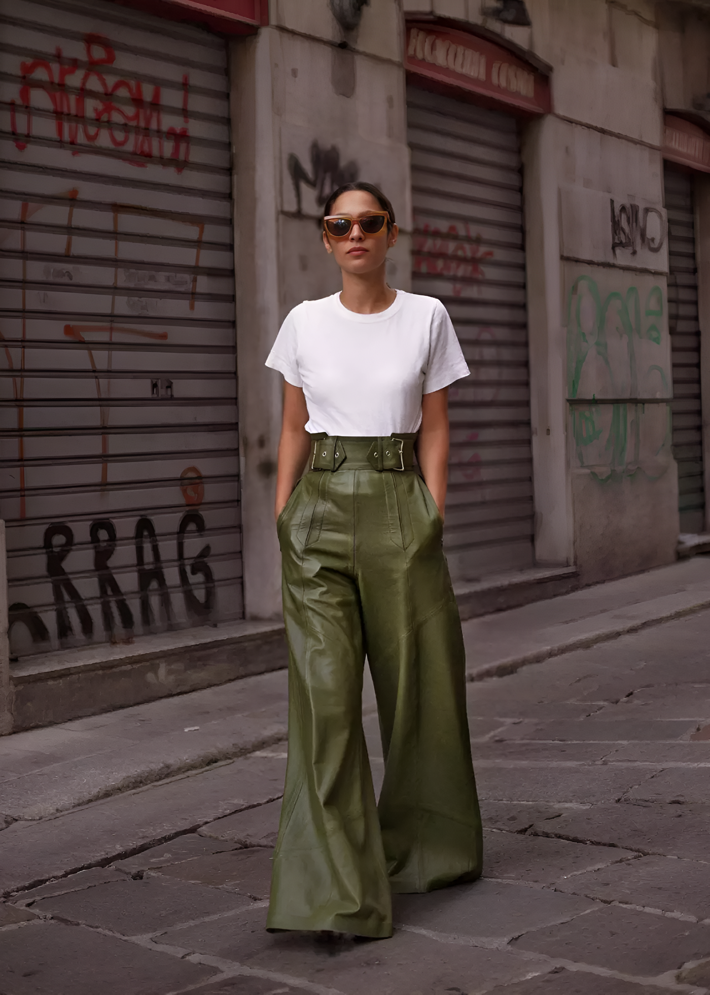 Jade | Pantalon en Cuir Évasé